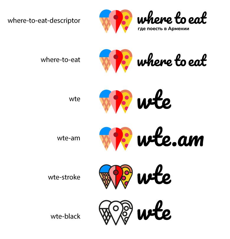 Финальные версии логотипа Where to Eat